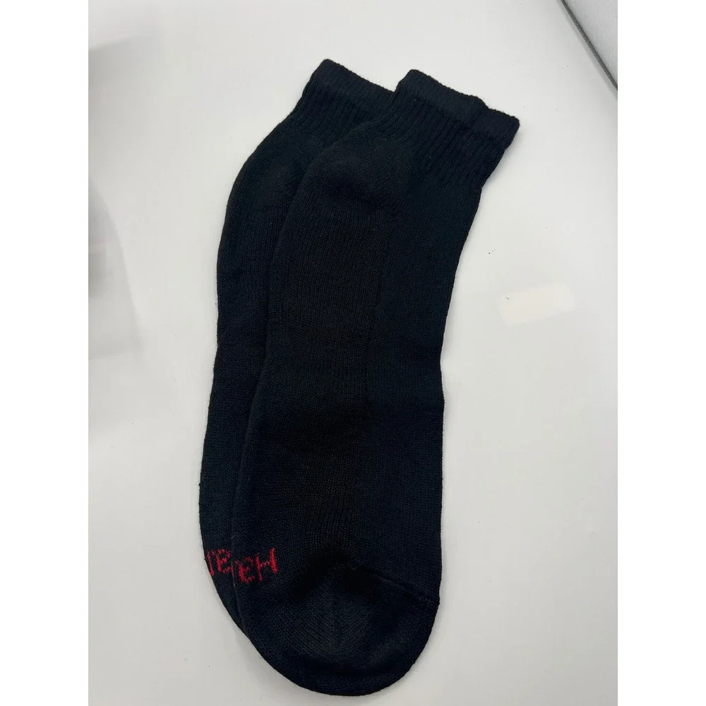 Hanes Mens Cushion Ankle Socks Black 7 Pairs Shoe Size 6-12 Double Tough FreshIQ